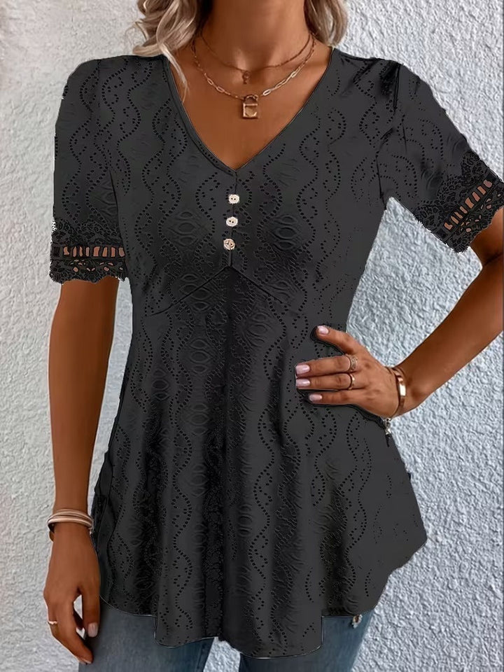 Meridia - Blusa con escote en V de tacto suave