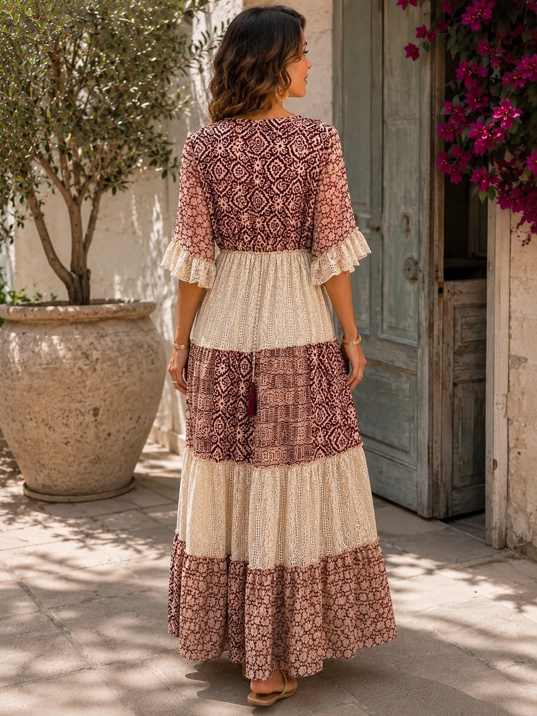Faustine - Vestido largo de encaje de tacto suave