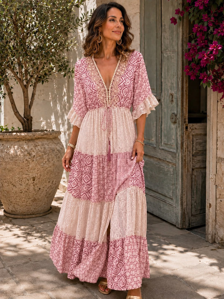 Faustine - Vestido largo de encaje de tacto suave