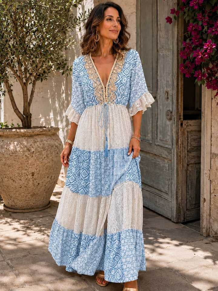 Faustine - Vestido largo de encaje de tacto suave