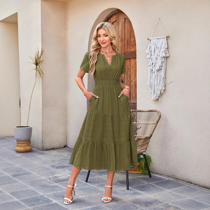 Astrelle - Vestido largo texturizado con capas