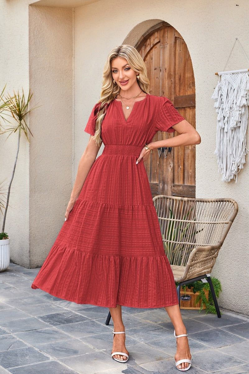 Astrelle - Vestido largo texturizado con capas