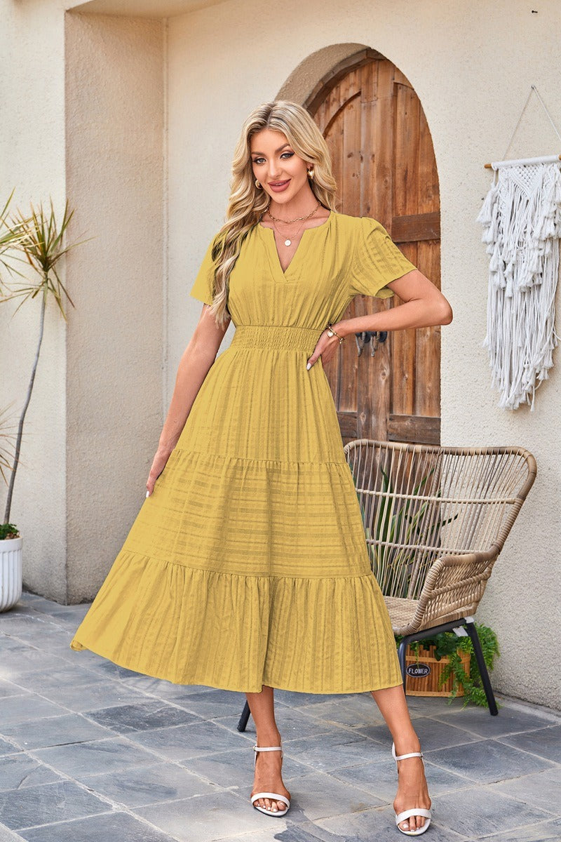 Astrelle - Vestido largo texturizado con capas