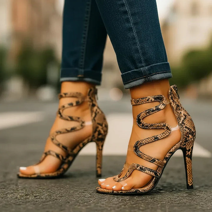 Naliera - Sandalias de tacón aguja con textura envolvente