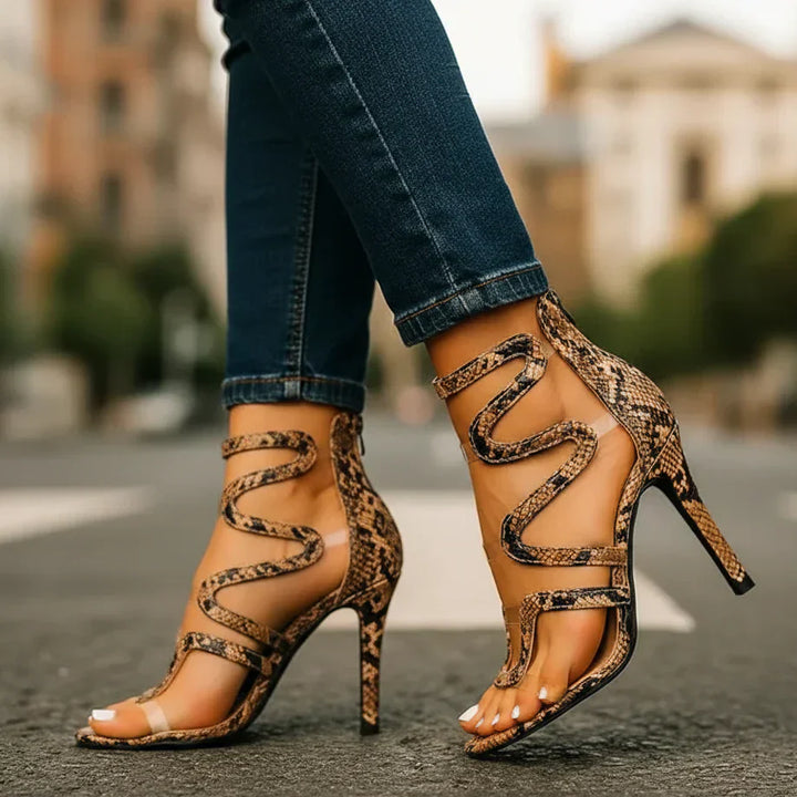 Naliera - Sandalias de tacón aguja con textura envolvente