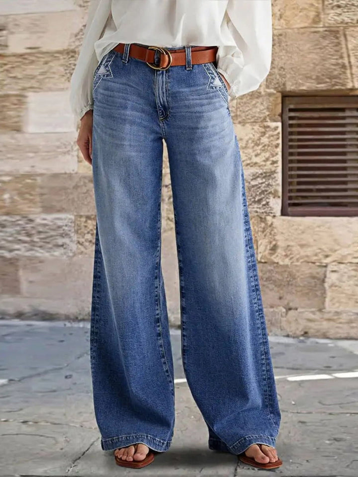 Liorra - Jeans de pierna ancha con lavado vintage
