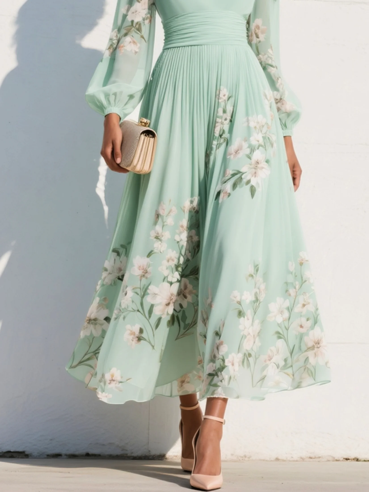 Maribel - Vestido plisado con escote en V, suave al tacto