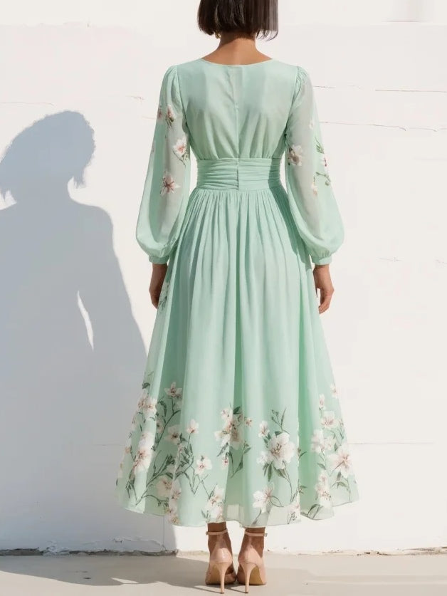 Maribel - Vestido plisado con escote en V, suave al tacto