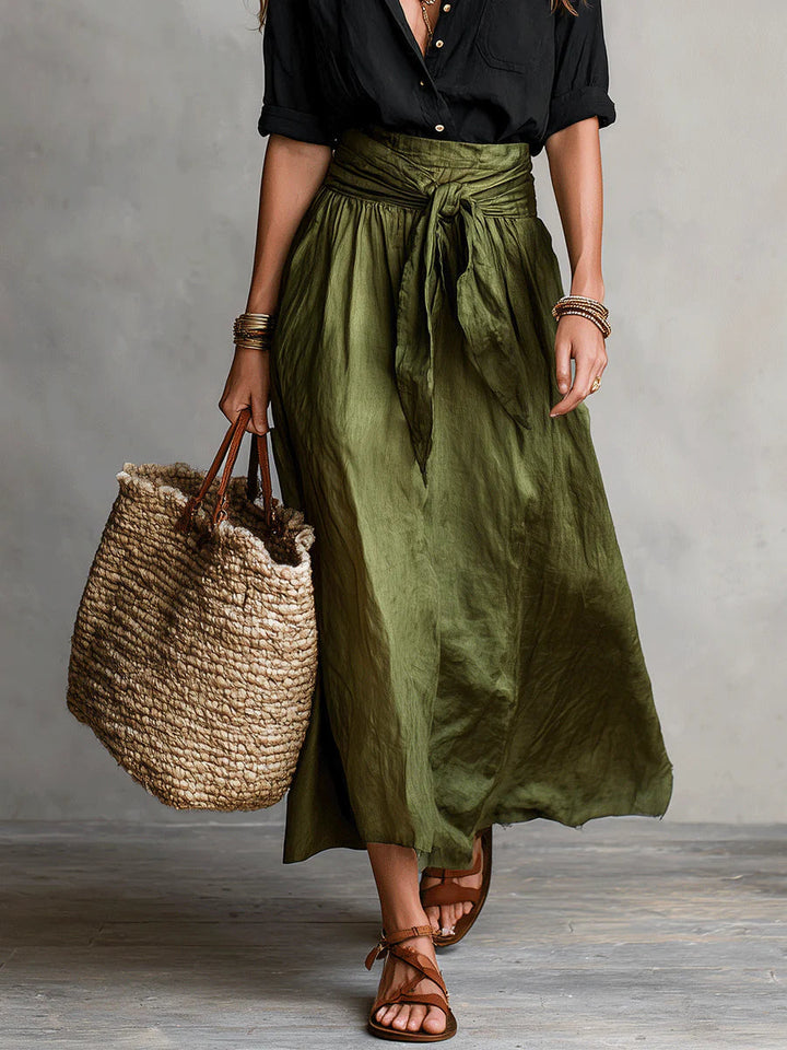 Odelia - Conjunto de top boho lujoso y falda midi