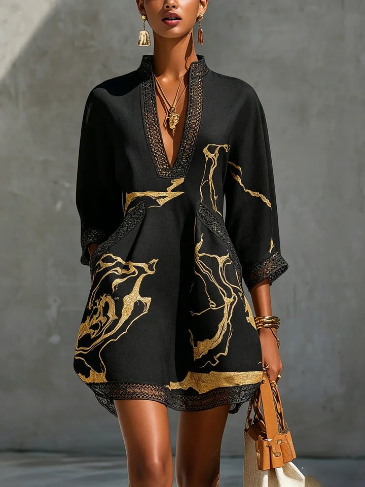 Sidonia - Vestido corte A con estampado efecto mármol de lujo