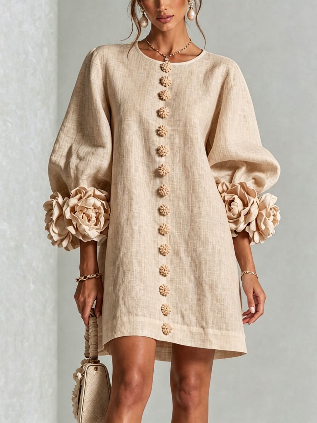 Elovienne - Minivestido de lino texturizado