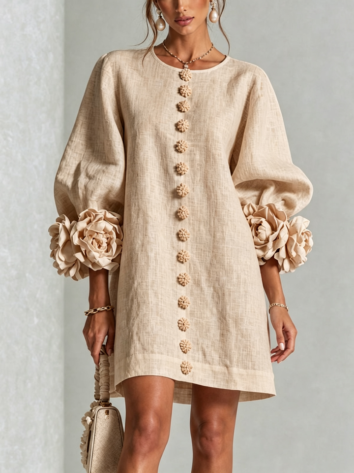 Elovienne - Minivestido de lino texturizado