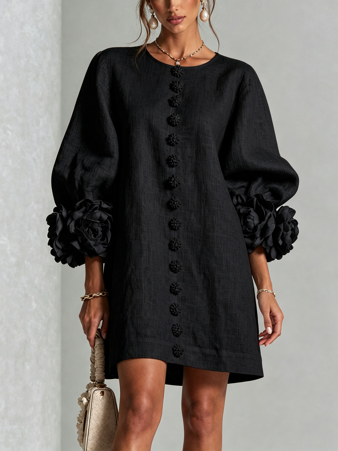 Elovienne - Minivestido de lino texturizado