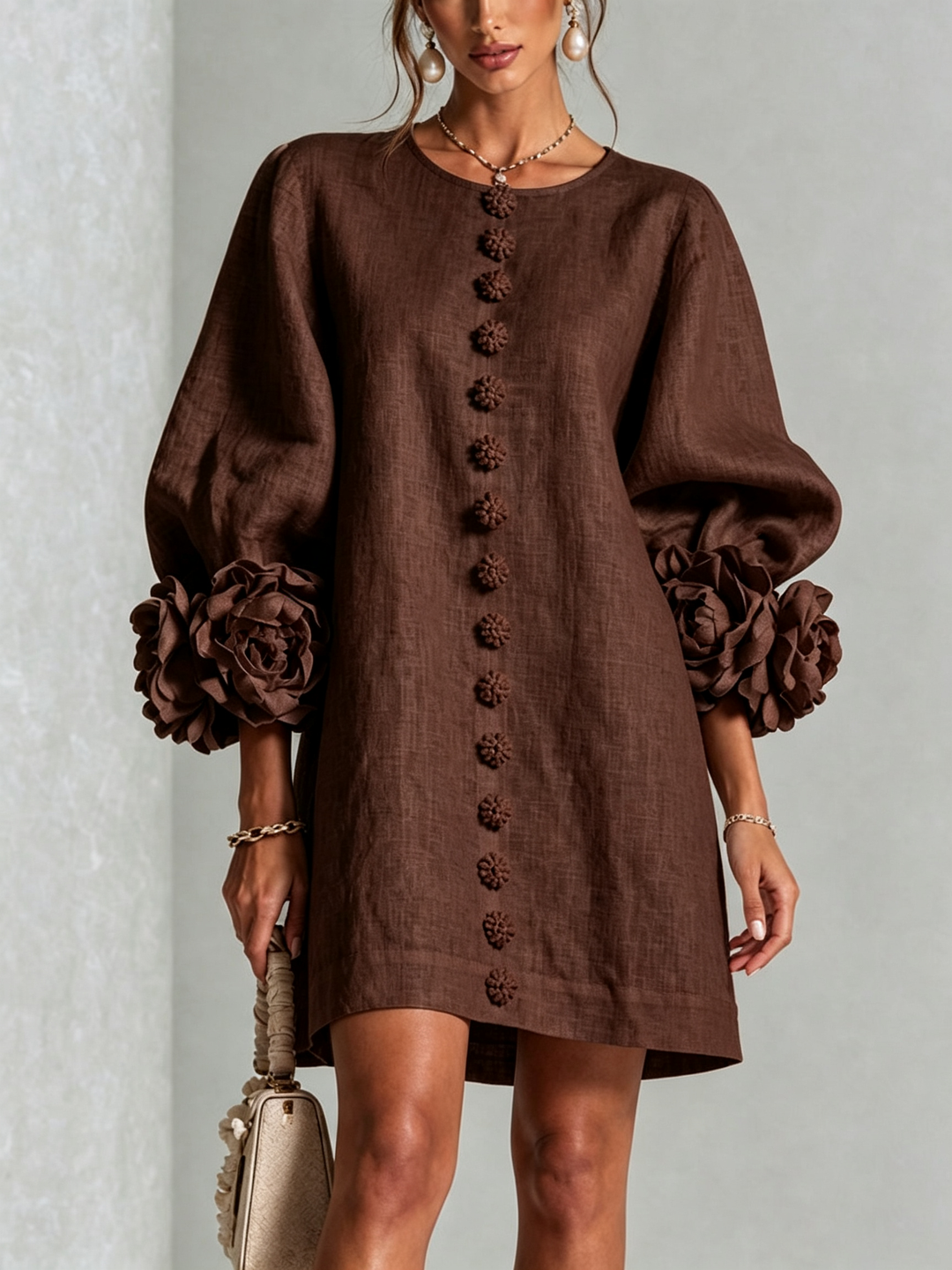 Elovienne - Minivestido de lino texturizado