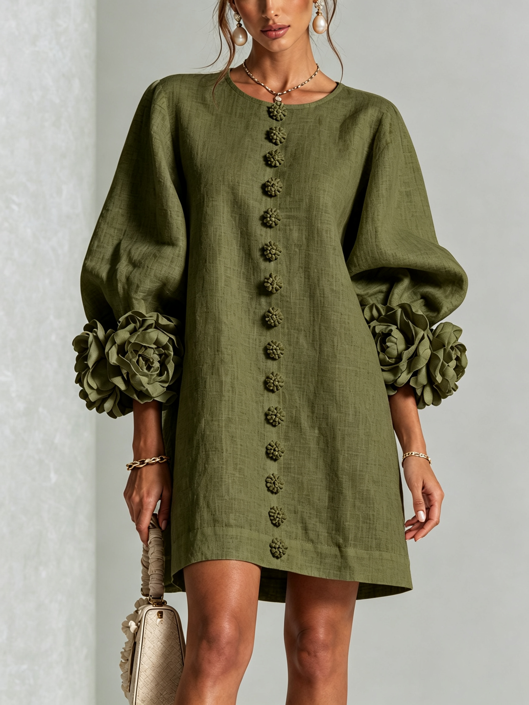 Elovienne - Minivestido de lino texturizado