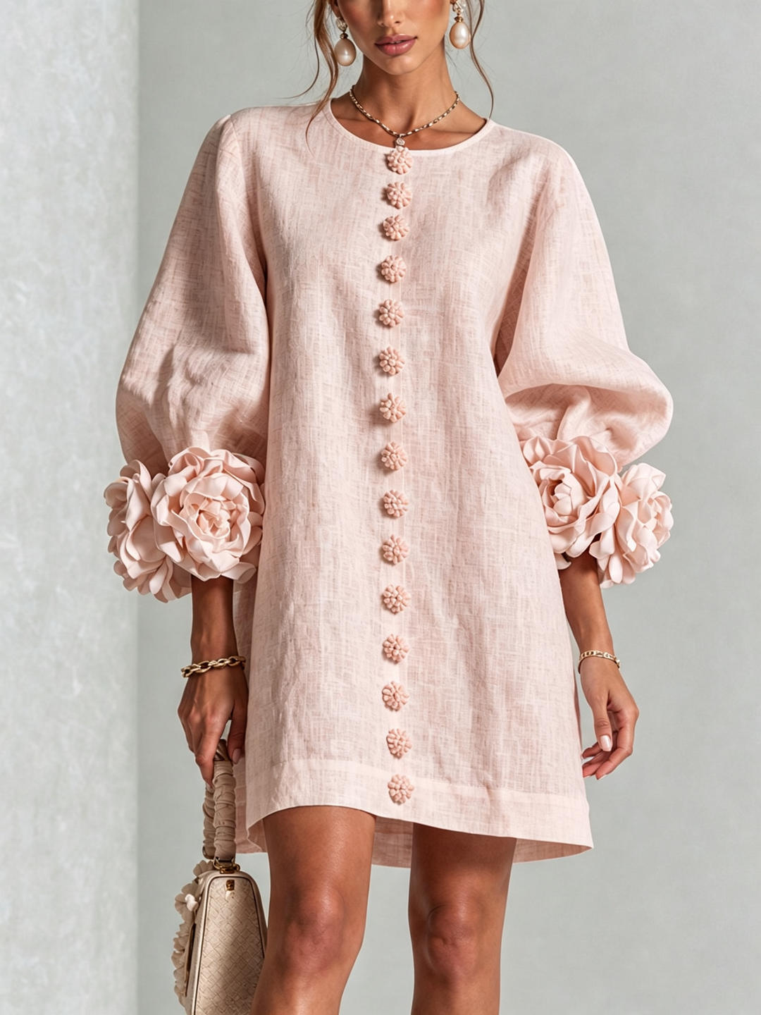 Elovienne - Minivestido de lino texturizado