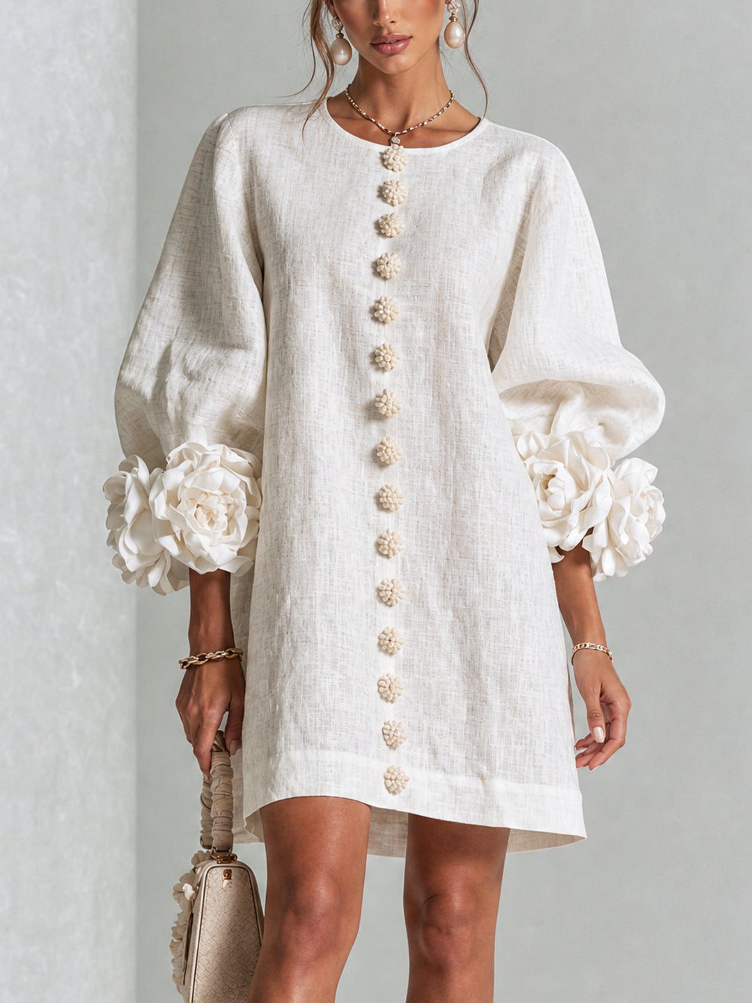 Elovienne - Minivestido de lino texturizado