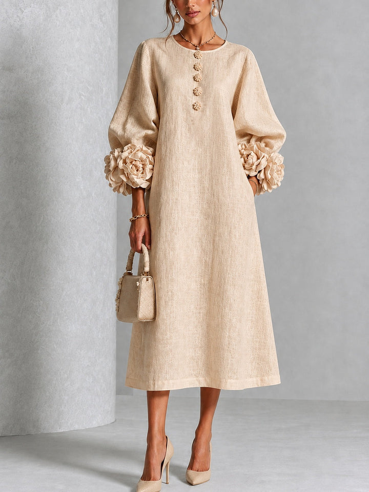 Estelora - Vestido midi floral de corte escultórico