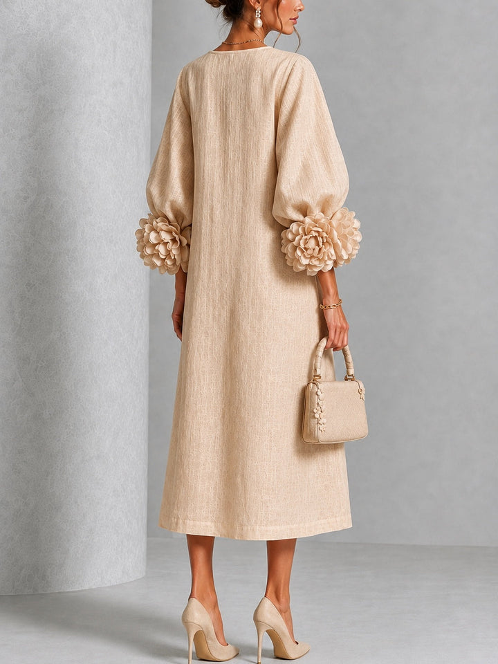 Estelora - Vestido midi floral de corte escultórico