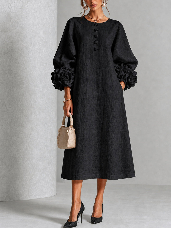 Estelora - Vestido midi floral de corte escultórico