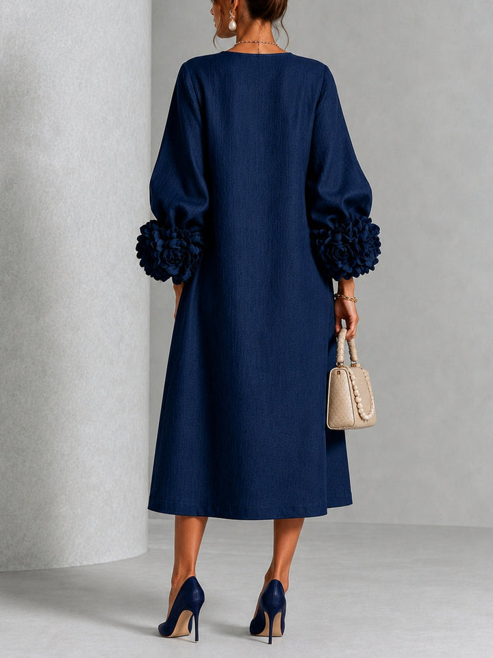 Estelora - Vestido midi floral de corte escultórico