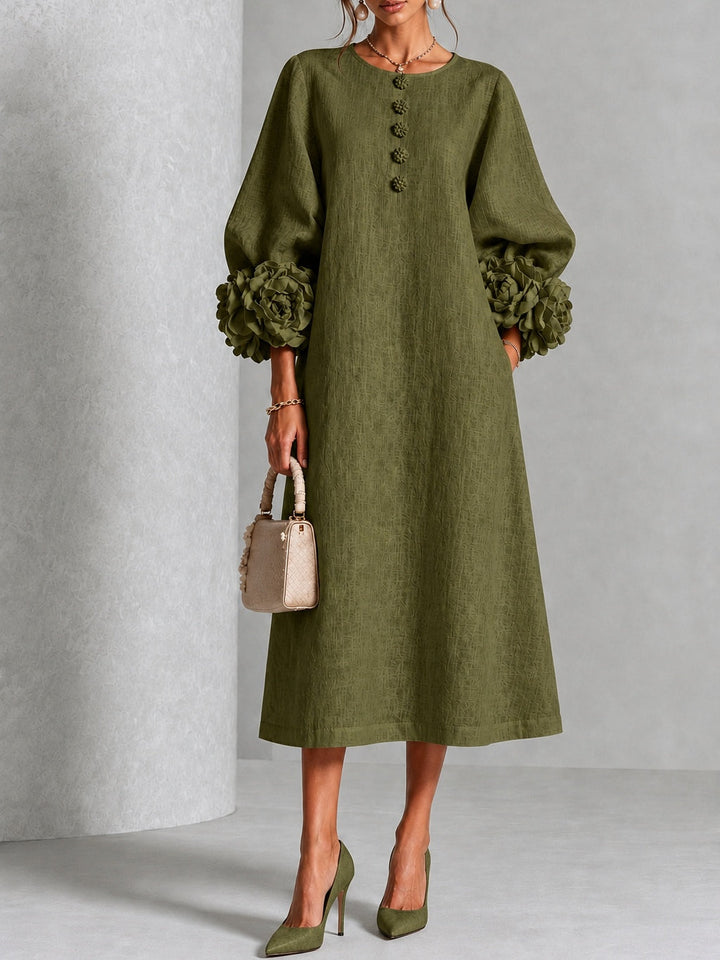 Estelora - Vestido midi floral de corte escultórico