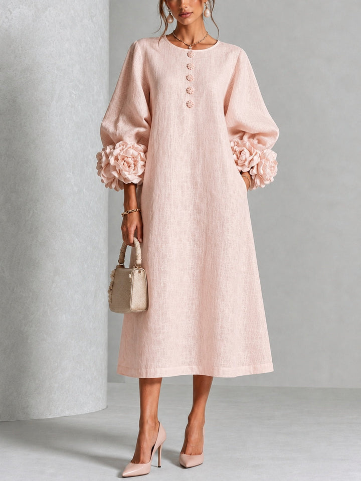 Estelora - Vestido midi floral de corte escultórico