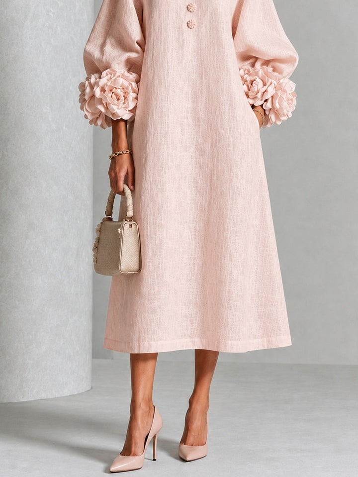 Estelora - Vestido midi floral de corte escultórico