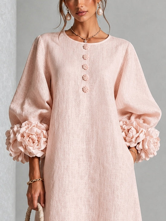 Estelora - Vestido midi floral de corte escultórico