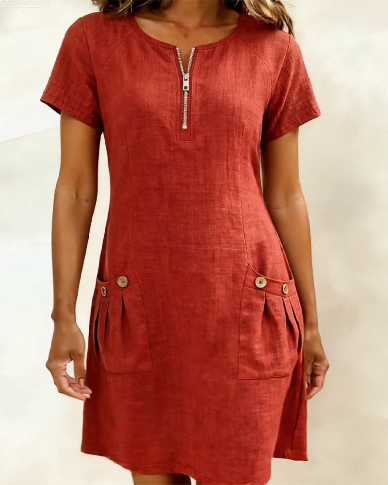 Dariae - Vestido de corte A de mezcla de lino