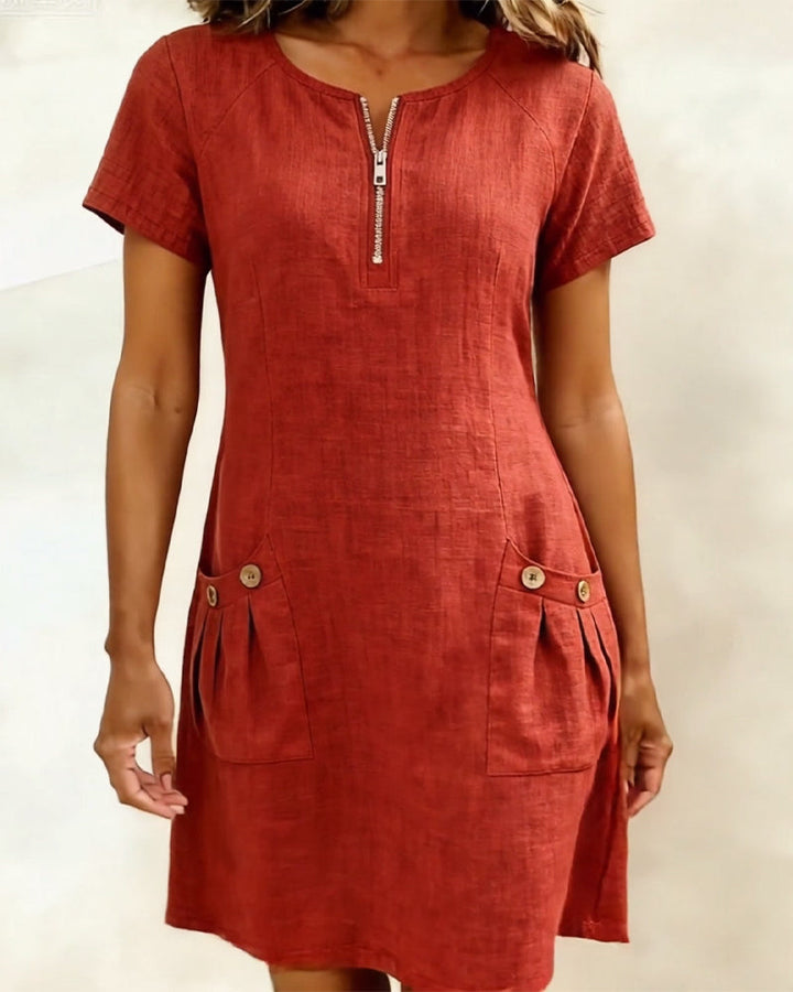 Dariae - Vestido de corte A de mezcla de lino
