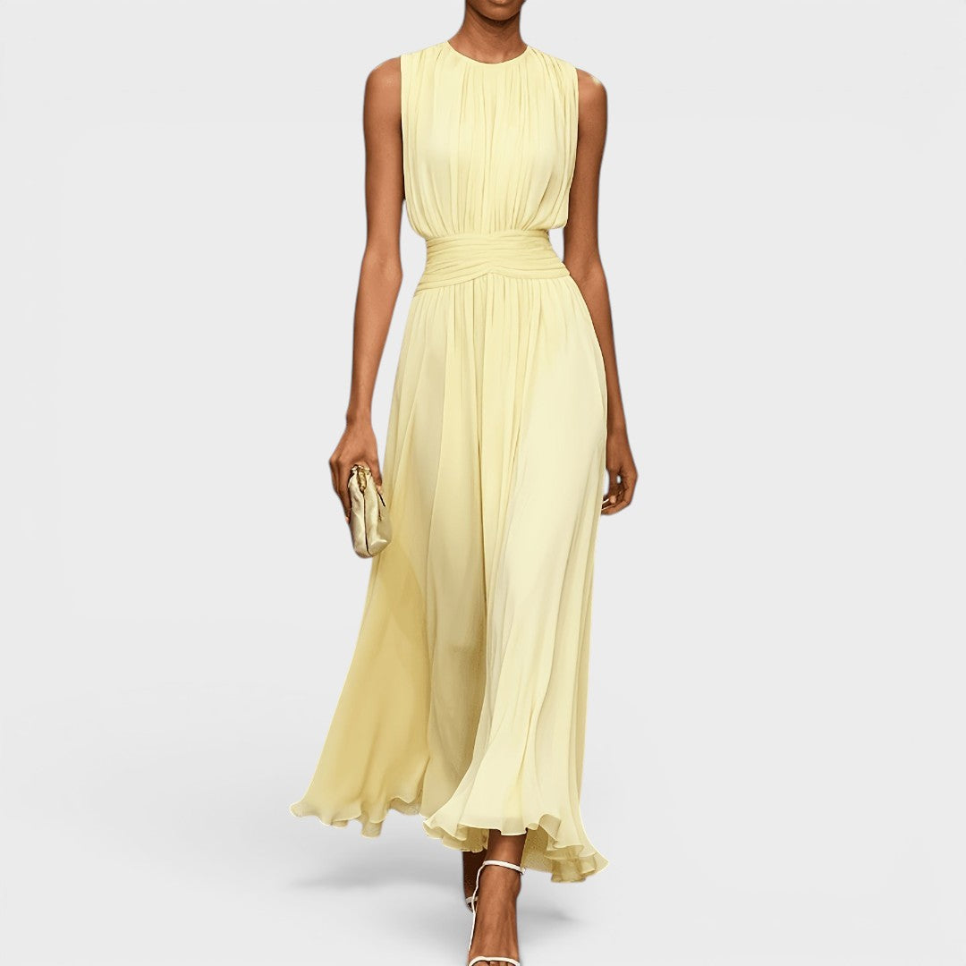Evadne - Vestido midi drapeado premium