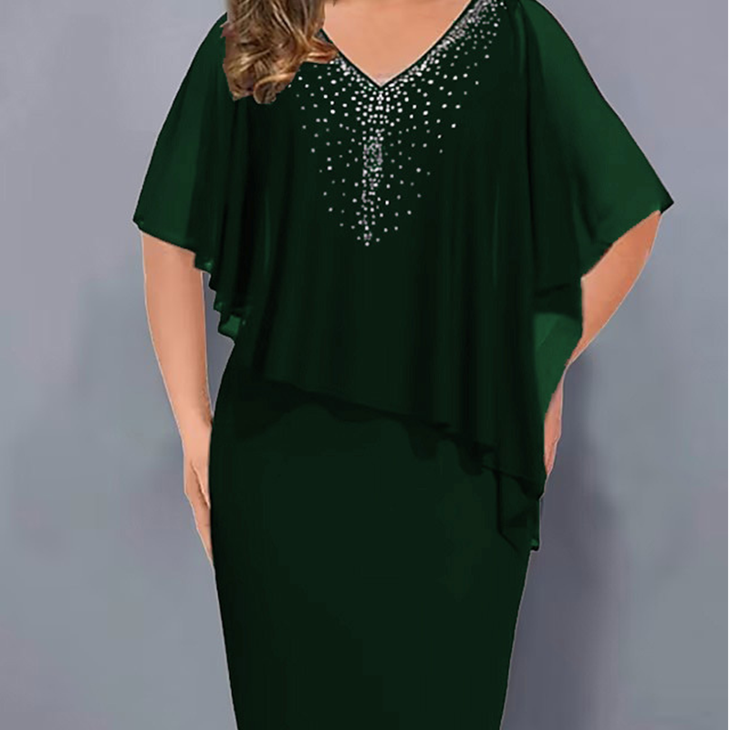 Lirienne - Vestido midi de viscosa con piedras preciosas