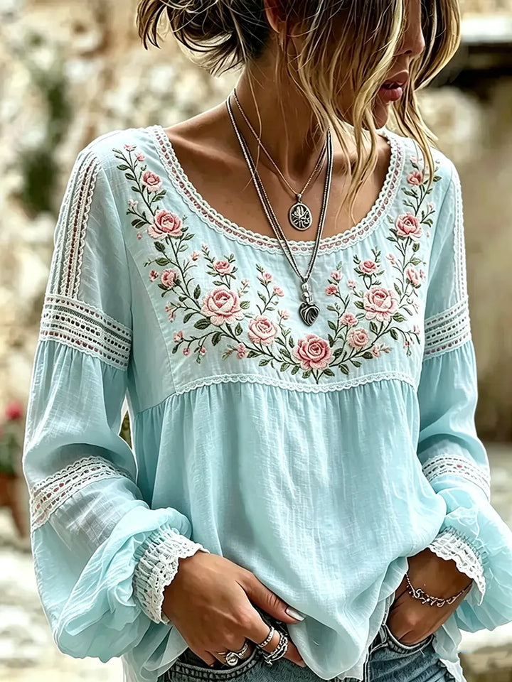 Tressalia - Blusa de lino bordada