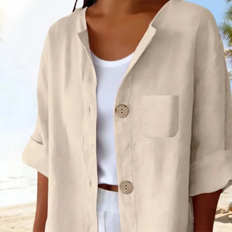 Azelia - Camisa de verano de corte holgado y tacto suave