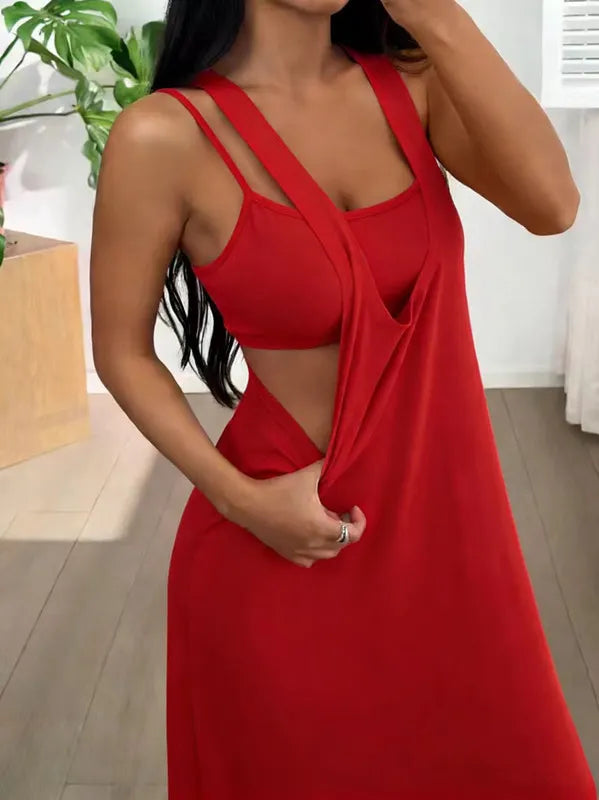 Evania - Maxivestido de dos piezas con capas