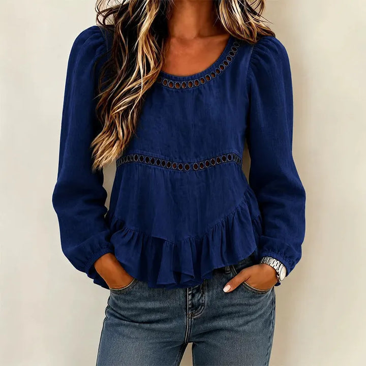 Genevelle - Blusa con holanes de tacto suave