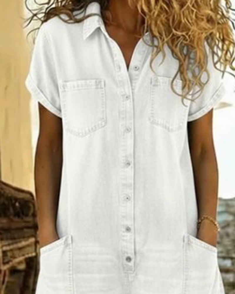 Ysmeria - Jumpsuit de mezclilla con botones al frente