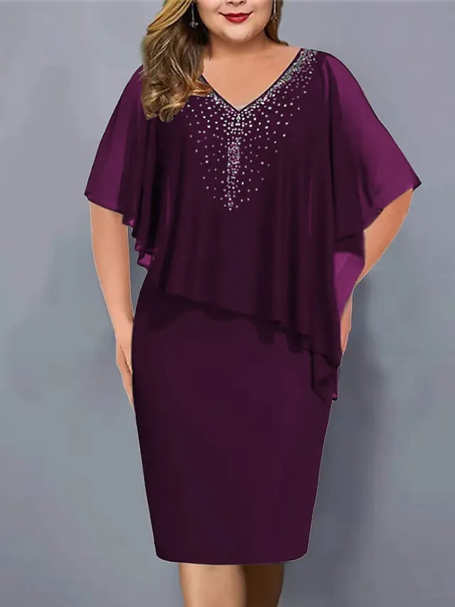 Lirienne - Vestido midi de viscosa con piedras preciosas