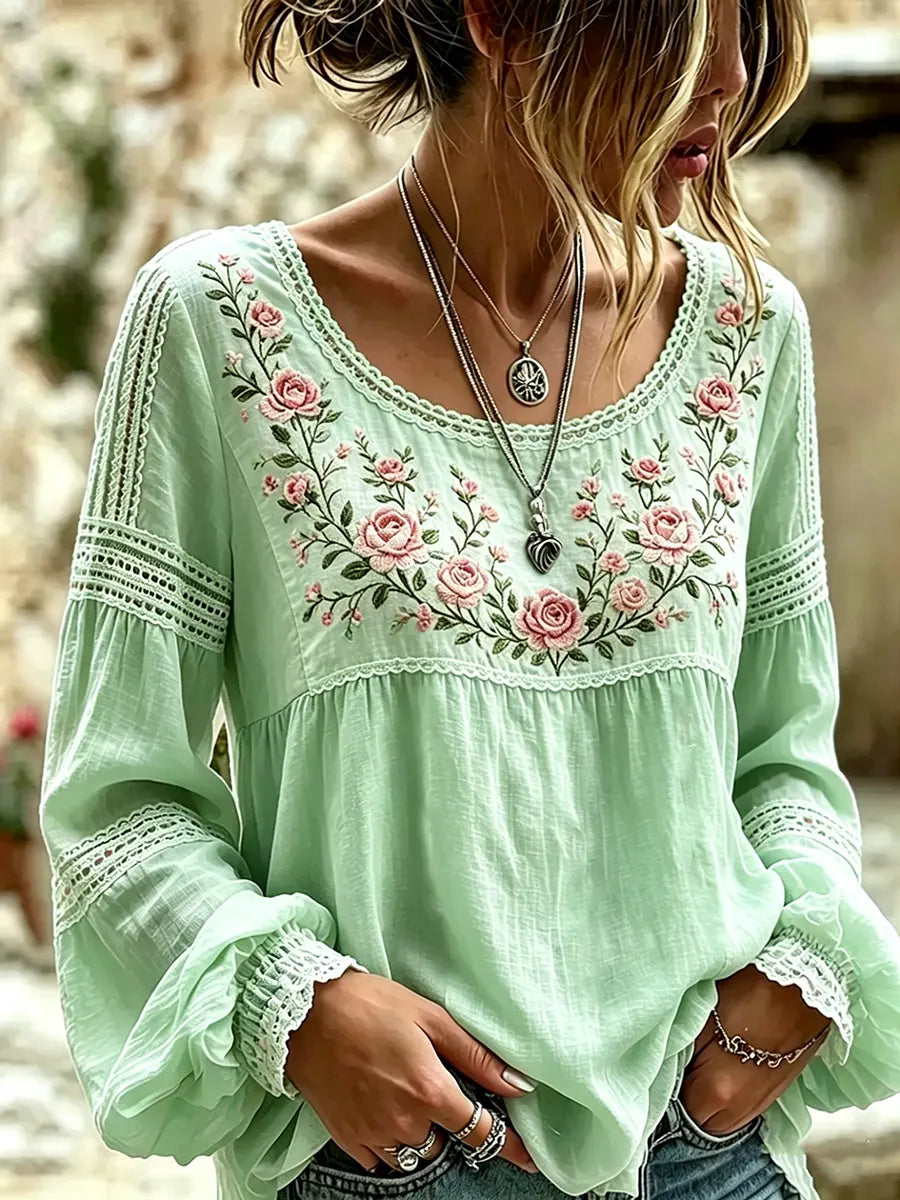 Tressalia - Blusa de lino bordada