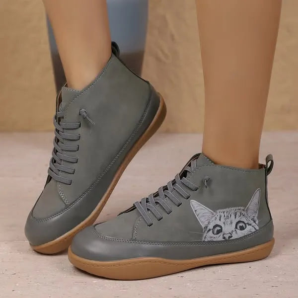 Zorelle - Botines cómodos con detalle de gato