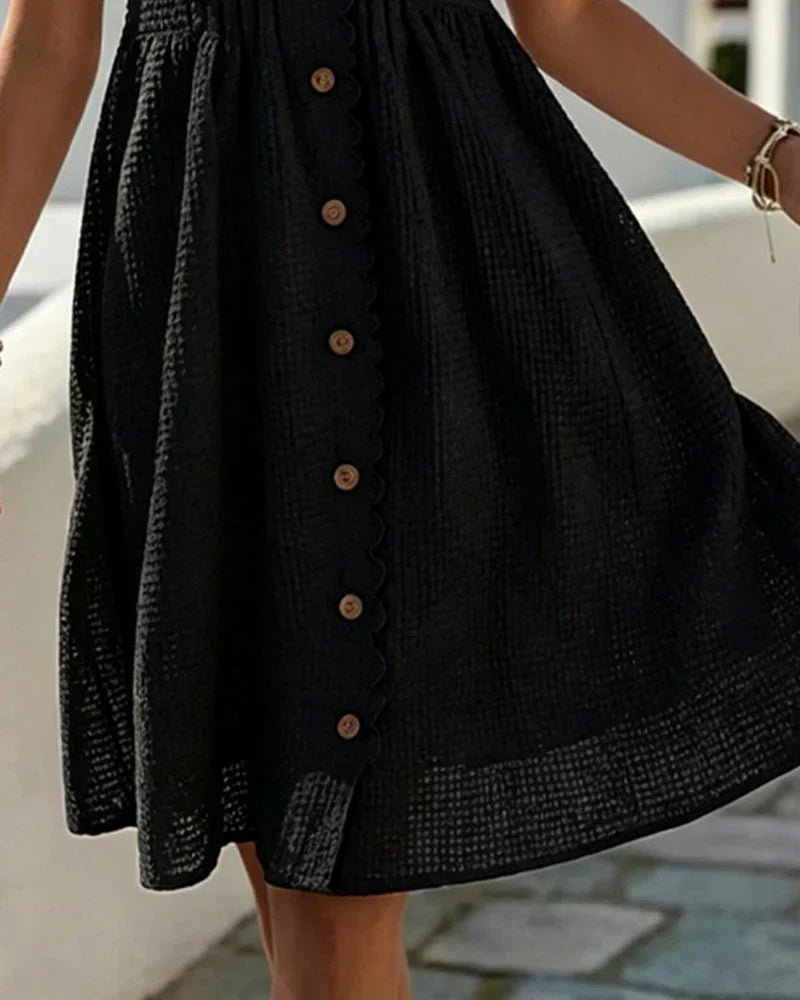 Emmara - Vestido premium de patchwork con mangas abullonadas