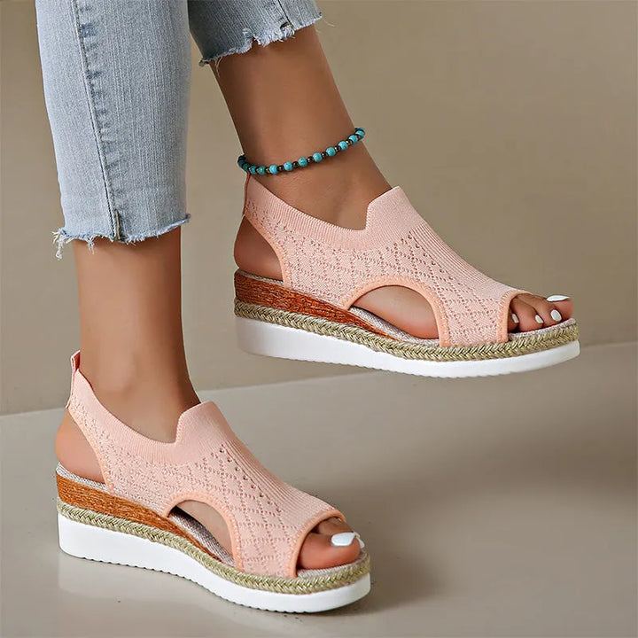 Orianne - Sandalias de cuña con punta abierta y transpirables