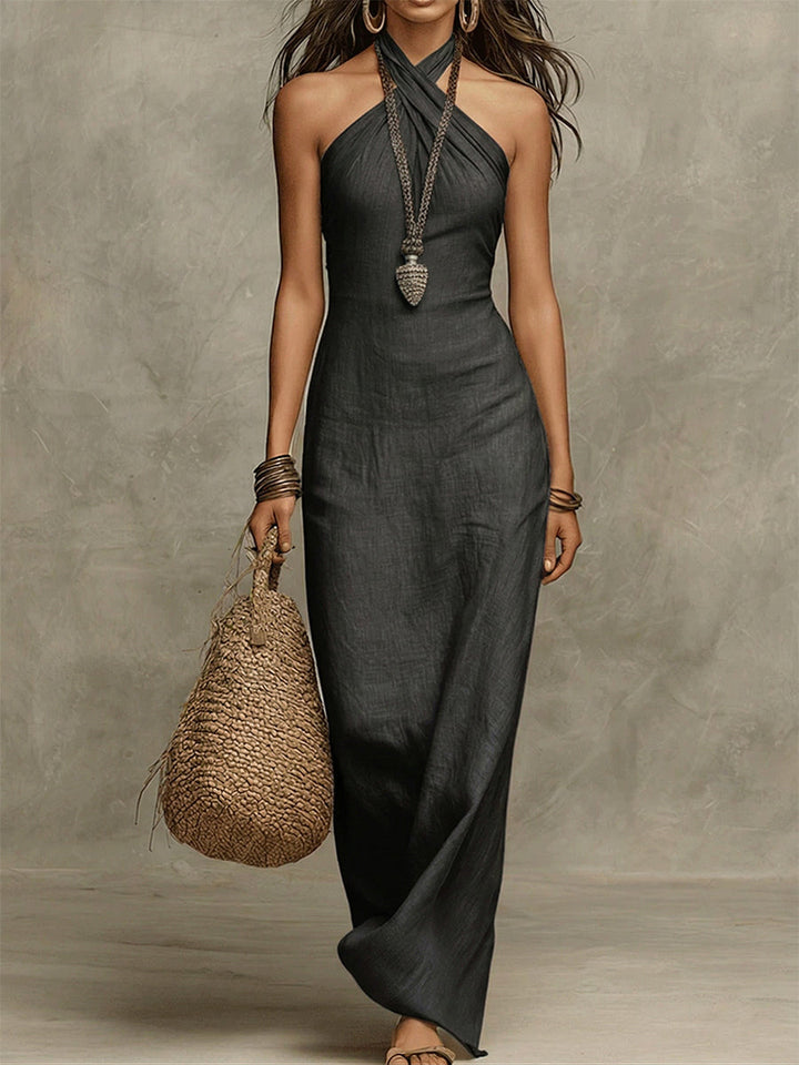 Kallene - Vestido maxi de lino ligero