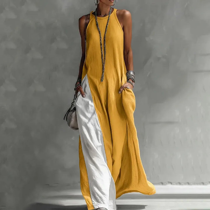 Zarella - Vestido largo con bloques de color de tacto suave
