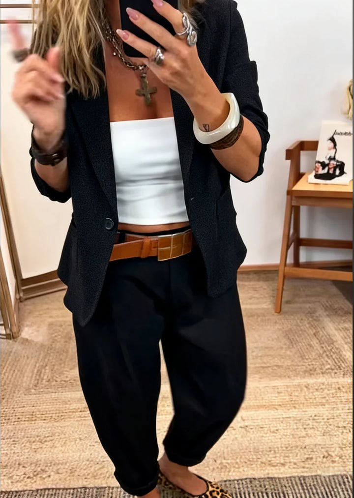 Rosina - Conjunto de blazer y pantalón de tacto suave