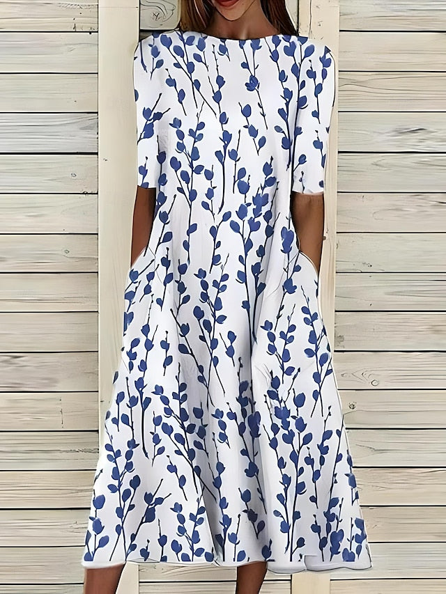 Xylara - Vestido midi floral de tacto suave