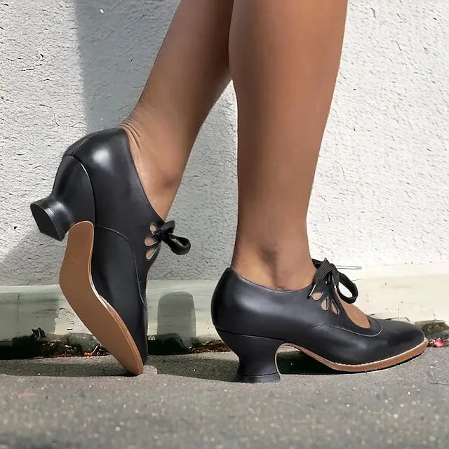 Veralyn - Zapatos de tacón kitten con agujetas vintage