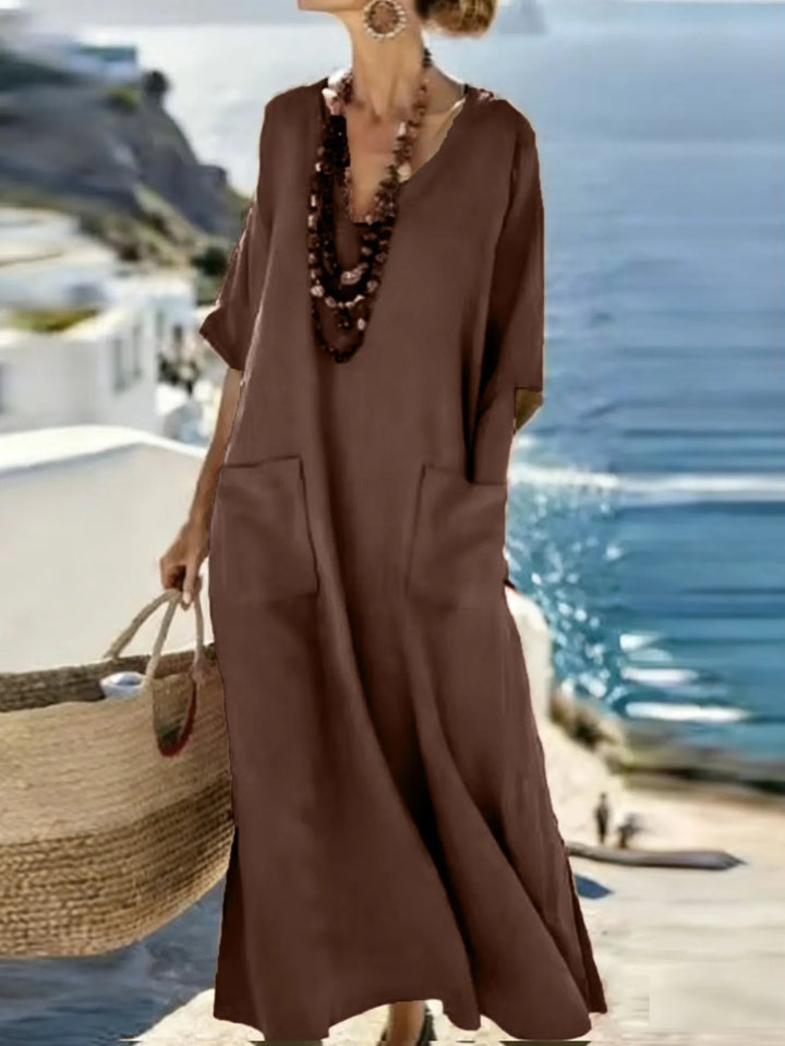 Serenelle - Vestido maxi con escote en V y suave al tacto