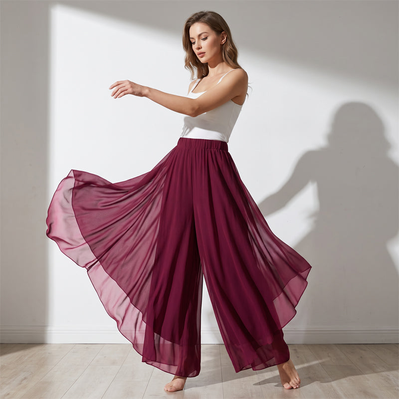 Hope - Pantalón palazzo con superposición de Chiffon